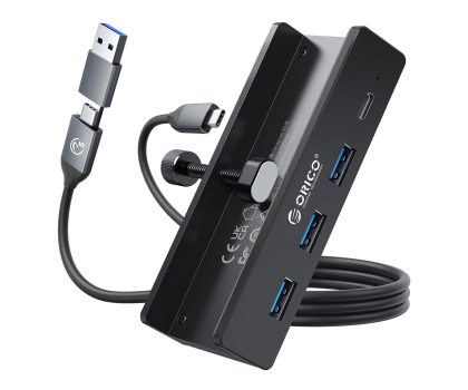 Hub USB Orico Aktywny hub USB-C 5Gbps, 15W, przykręcany, 3x USB-A, USB-C,